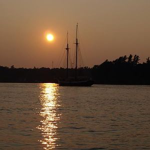 My favourite time of day....Sunset and a tallship goes by!