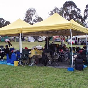The team tent - first thing in the morning.  By lunchtime in the rain it was mayhem trying to squeeze 25 dogs and 30 people.