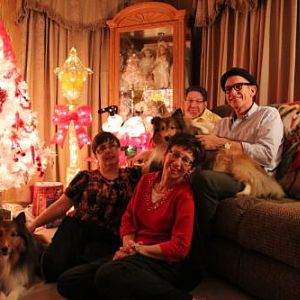 With our good friend Bruce, who is the only person Mr Brady Sheltie will allow to wear a hat in his house - LOL!