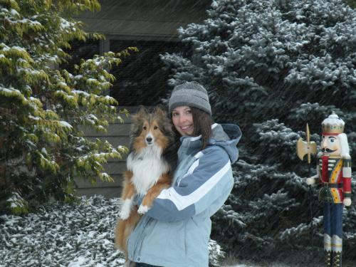 Bentley and I in Virginia (their first real snow!)