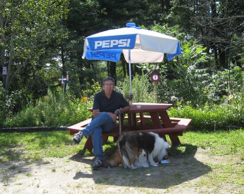 Having a picnic--note Joey hiding under Bailey!