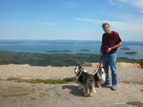 Jim, Bailey and Joey on top of Cadillac Mountain