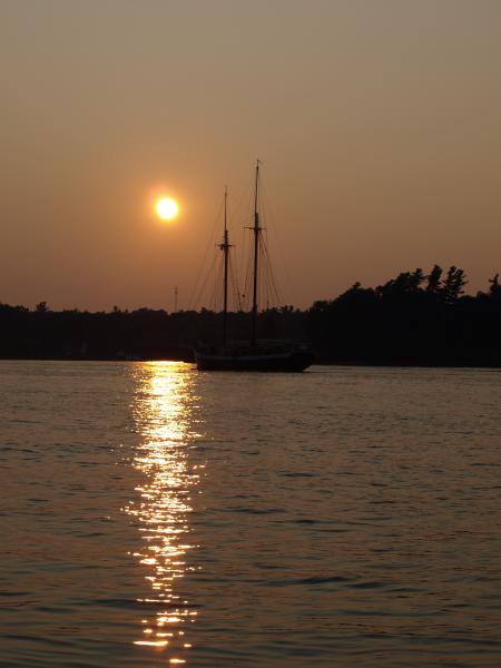 My favourite time of day....Sunset and a tallship goes by!