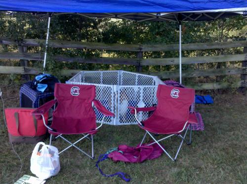 Our little set up at the trial