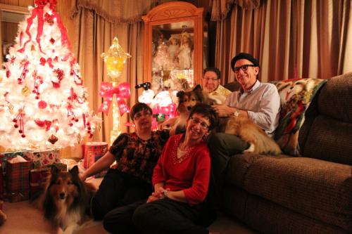 With our good friend Bruce, who is the only person Mr Brady Sheltie will allow to wear a hat in his house - LOL!